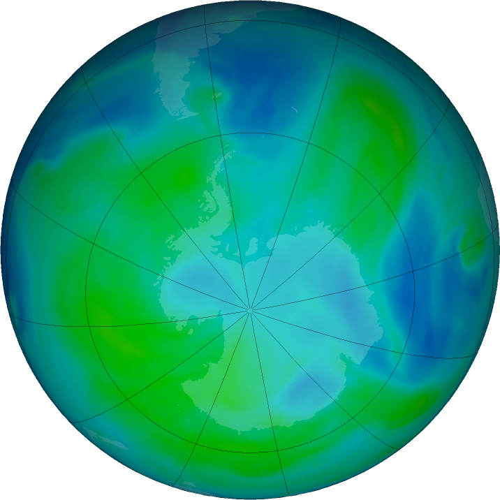Antarctic ozone map for 17 February 2024